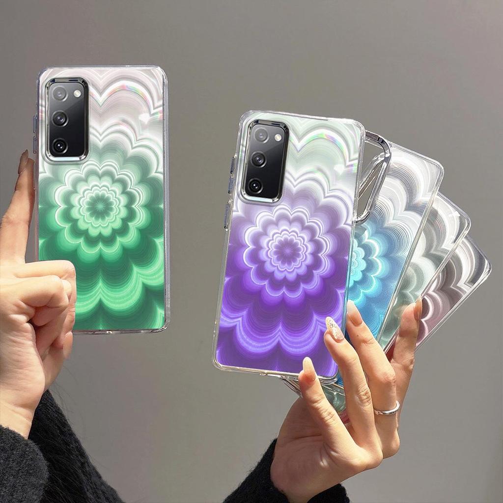 Чехол для Samsung Galaxy S20 FE Радужный Градиентный Цветочный Прозрачный Чехол, Ударопрочный Защита Объектива Камеры