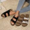 Slippers Buckled Open Toe Hollow Out Slippers Luxury Bottom Non Slip Cork Slippers Women's Beach Outdoor Home Flip Flops Sandals
