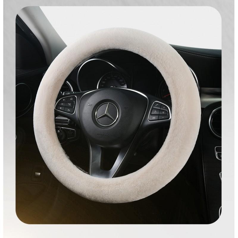 Winter Fleece Steering Wheel Cover Car Universal Fit 36-38cm Diameter Anti-Slip Warm Short Plush Drive Comfort