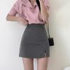 Women's Summer 2024 Slim Gray A-Line Skirt: High-Waisted Slit, Workwear Style, Knee-Length
