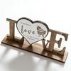 Valentine's Day Love Table Sign with Base Farmhouse Rustic Wooden Love Letter Ornament Anniversary Wedding Party Tabletop