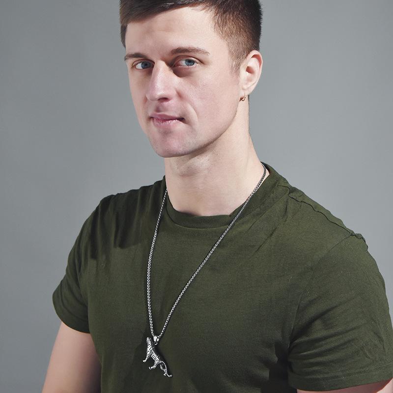 Корейская подвеска в виде тигра, ожерелье из титановой стали: Мужская хип-хоп бижутерия