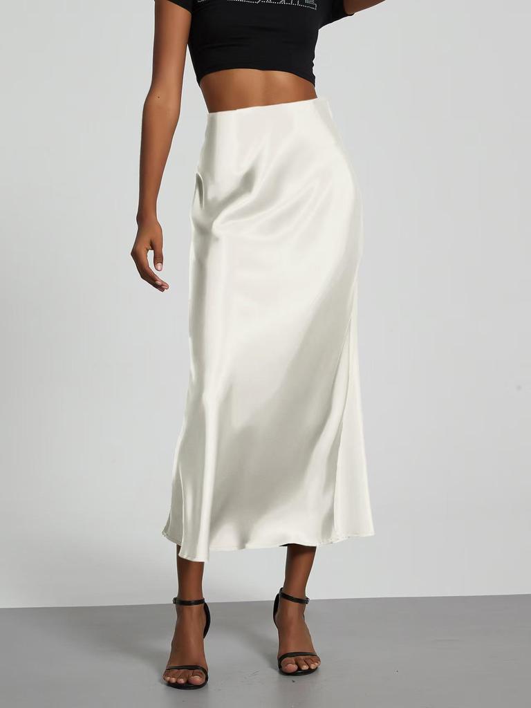 WB Silk Satin Midi Skirt
