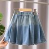 Девичья джинсовая плиссированная юбка Летняя новая А-силуэта Юбка до середины бедра Детская юбка-шорты