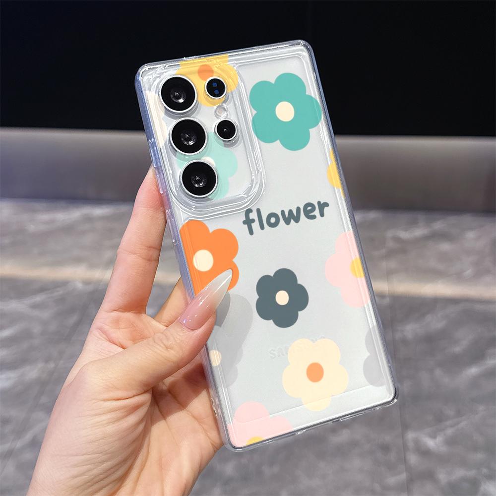 Цветы с надписью 'flower' Чехол для телефона Samsung Galaxy S26 S25 S24 S23 S22 S21 S20 FE Plus Прозрачный ТПУ Защитный чехол