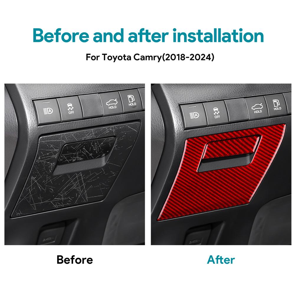 For Toyota Camry 2018-2024 LHD RHD Real Soft Carbon Fiber Car Driver Side Storage Box Handle Panel Trim