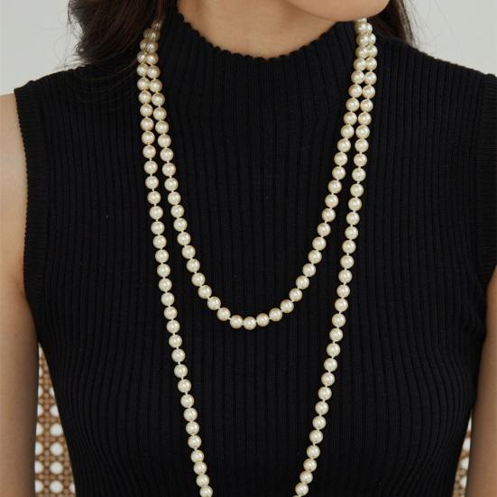 Элегантное женское ожерелье-свитер из искусственного жемчуга, двухслойное длинное ожерелье, простая универсальная цепочка для свитера