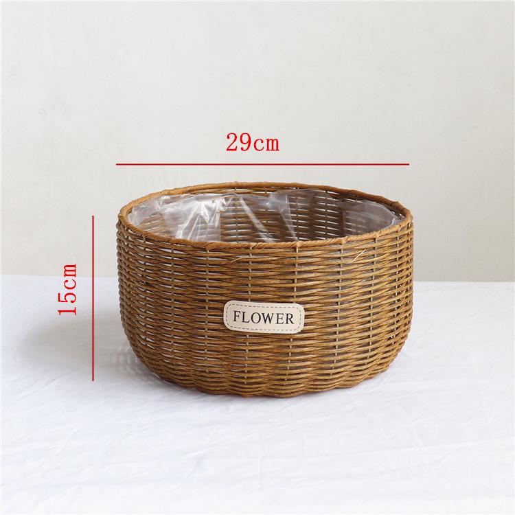 Handmade Pastoral Woven Rattan Flower Basket for Creative Arrangements and Succulent Decorations