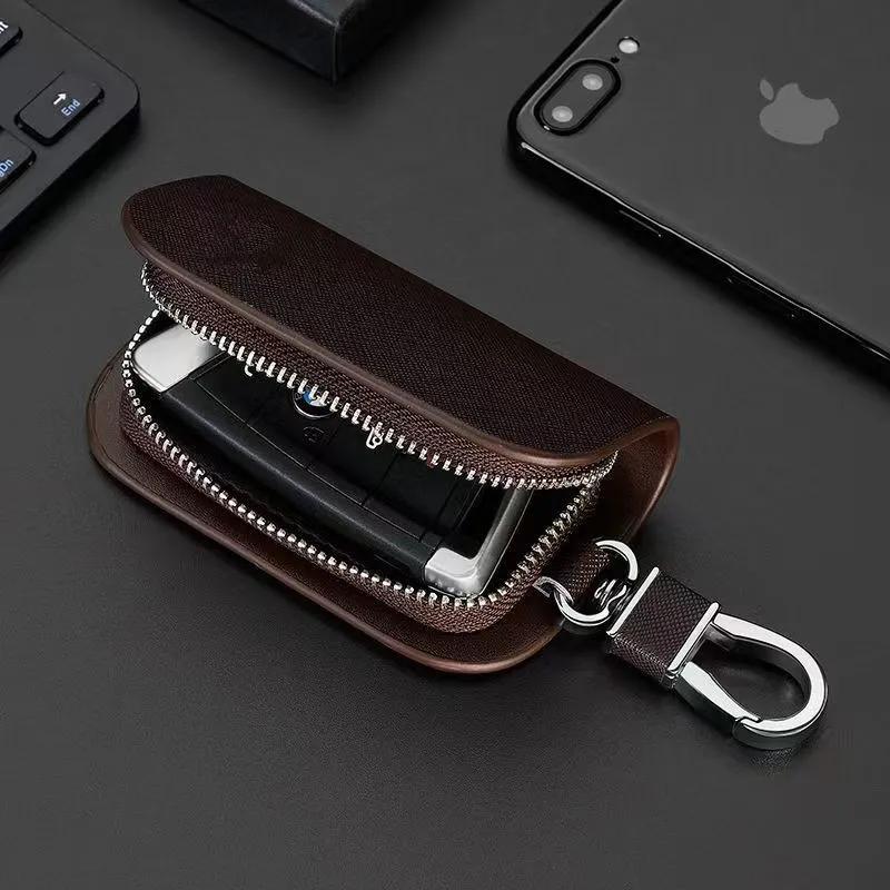EBS4 Hot 2025 Leather Car Key Case Cross Pattern Car Key Cover Key Holder for Mercedes Benz New B/C/E Class A Class C200L GLC GLK CLA