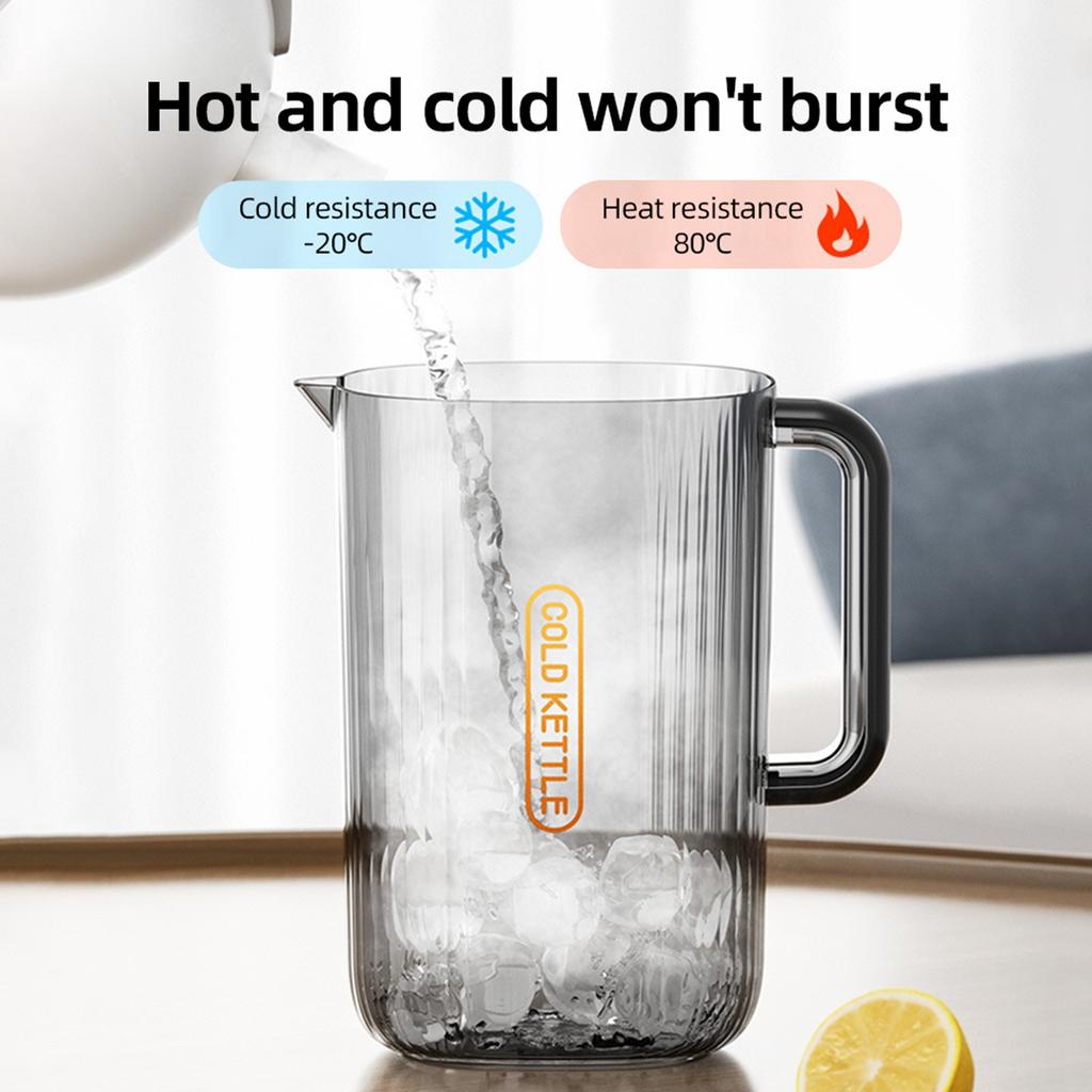 Water Pitcher Fridge Door Water Jug with Handle Beverage Serveware and Storage Container for Hot Liquids or Cold Drinks