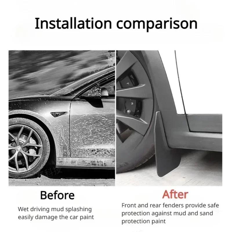 4Pcs/set Mud Flaps Splash Guards For Tesla Model X S 2017-2024 Front Rear No Drilling Wheel Mudguard Guard Fender Accessories