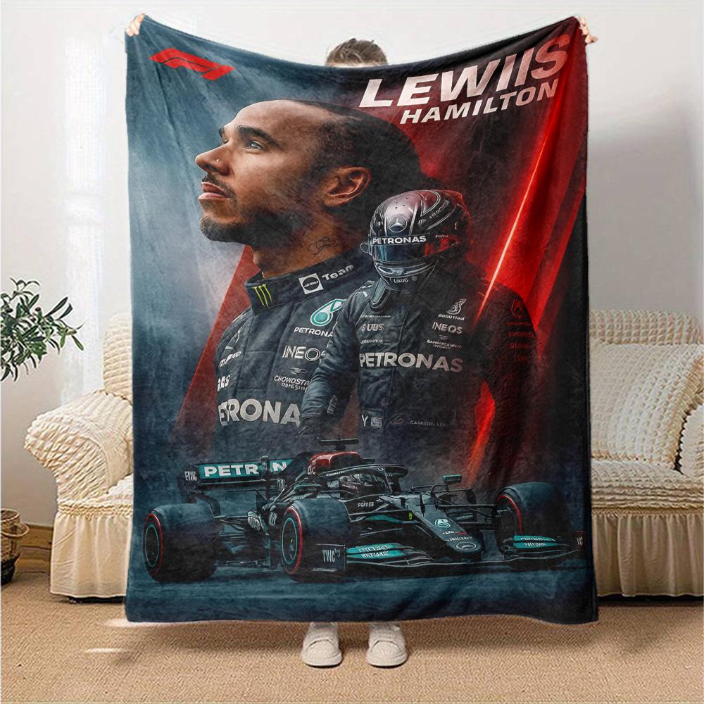 Lewis Hamilton Theme Printed Blanket - Perfect for Couch, Bed, Travel & Outdoor Use | Machine Washable, Cozy & Durable.