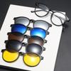 Magnetic Round Frame Polarized Clip-on Sunglasses Set for Men & Women - 5 Interchangeable Lenses