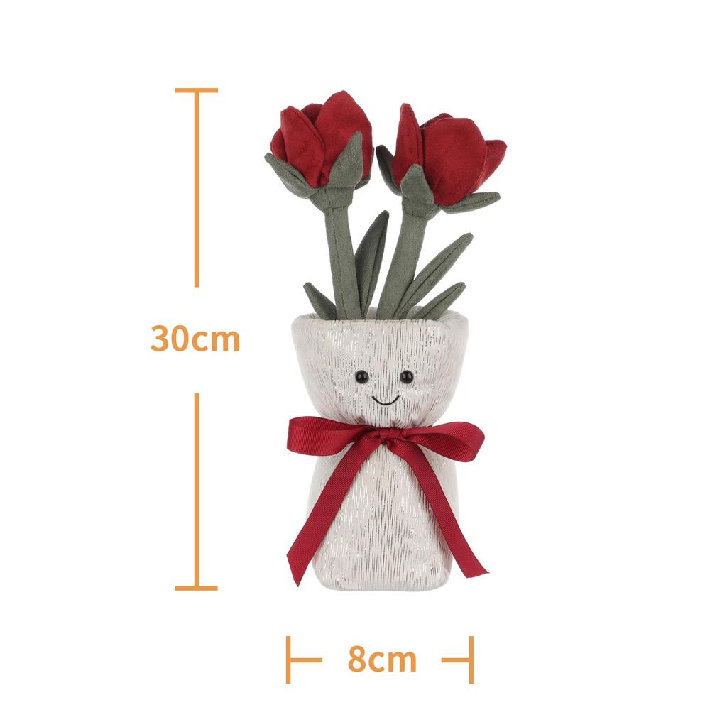 Apricot Lamb Rose Vase Plush Soft and Cute Stuffed Animal for Babies and Plush Rose Vase 30cm Children's Animal, Boys,