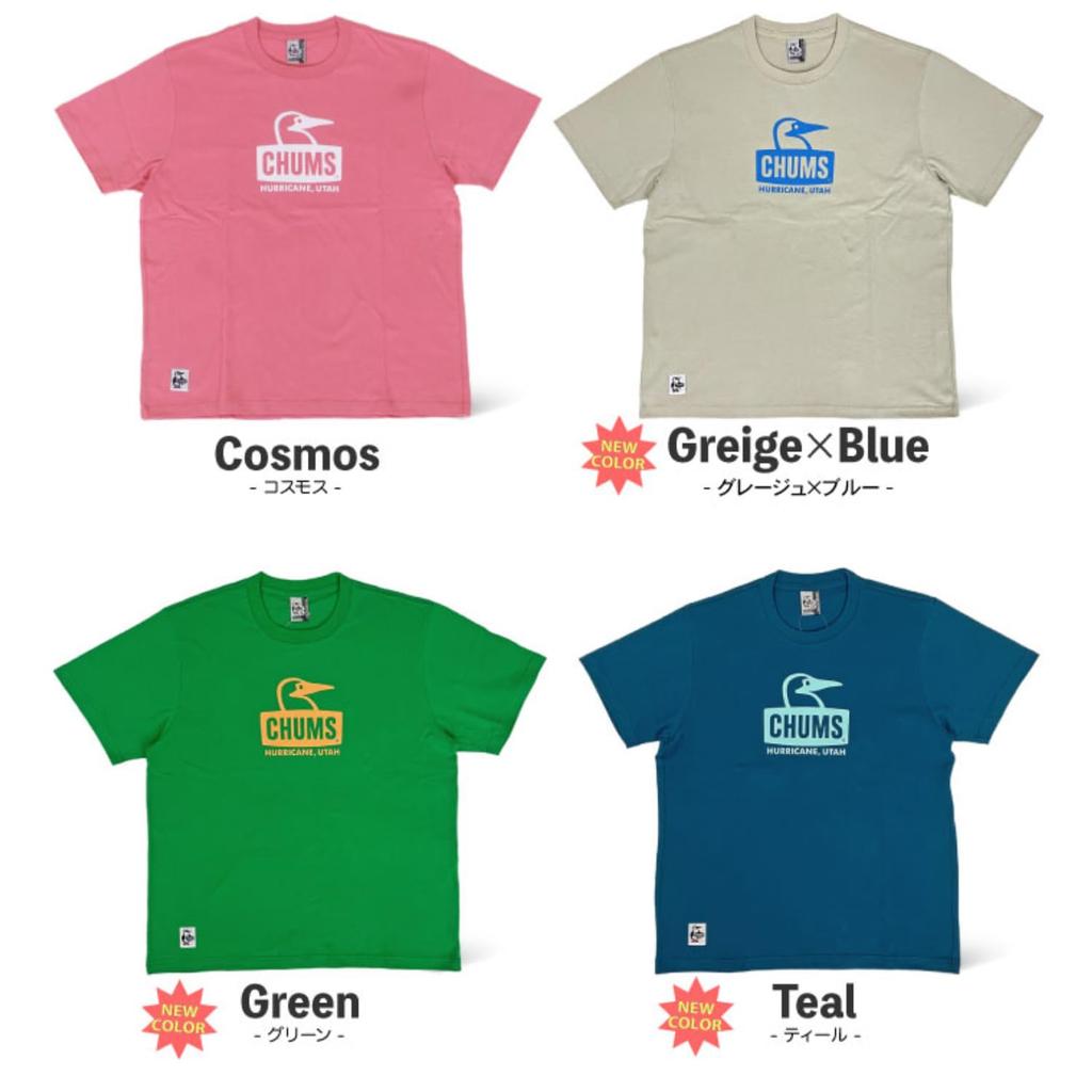 Футболка Booby Face с коротким рукавом из американского хлопка Booby Face Greige x [Chums] CH01-2278 (М, G075 Синий)