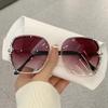 Luxury Brand Design Vintage Rimless Rhinestone Sunglasses Women Men Fashion Gradient Lens Sun Glasses Shades for Female