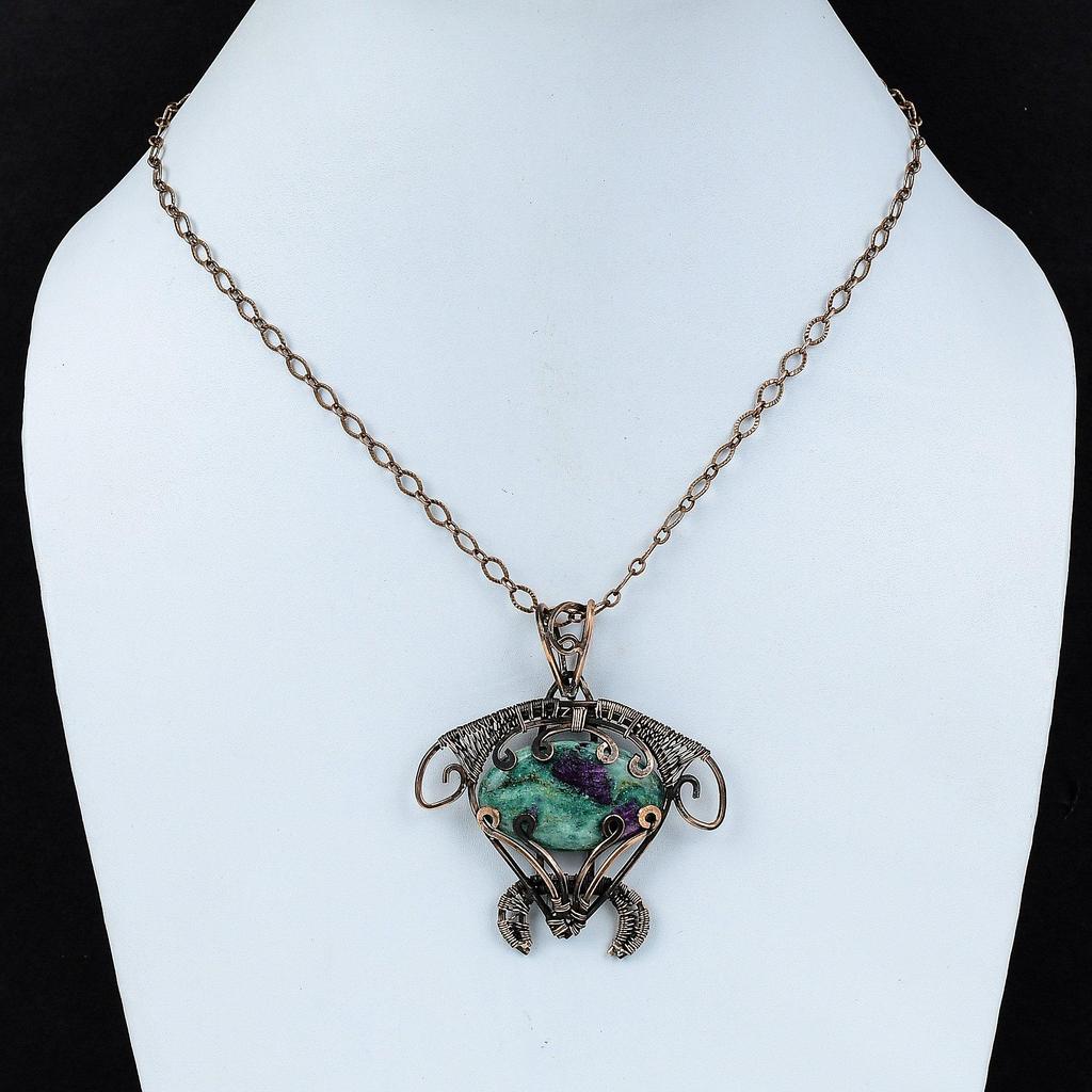 Ruby Fuchsite Pendant Copper Wire Wrapped Gemstone Jewelry Handmade Unique Pendant Tortoise Pendant Copper Wire Wrapped Pendant Gift For Mom