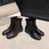 Small Square Head Thick Heel Silent Bottom Short Boots Women's Autumn New Inner Heightening Chel Boots High Heel Martin Boots