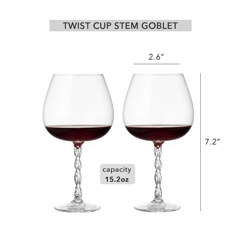 Бокал Twist Cup Stem, ультратонкий, бокал для красного вина, дегустационный, ручной работы, хрустальный бокал для вина без свинца, уникальный подарок на свадьбу
