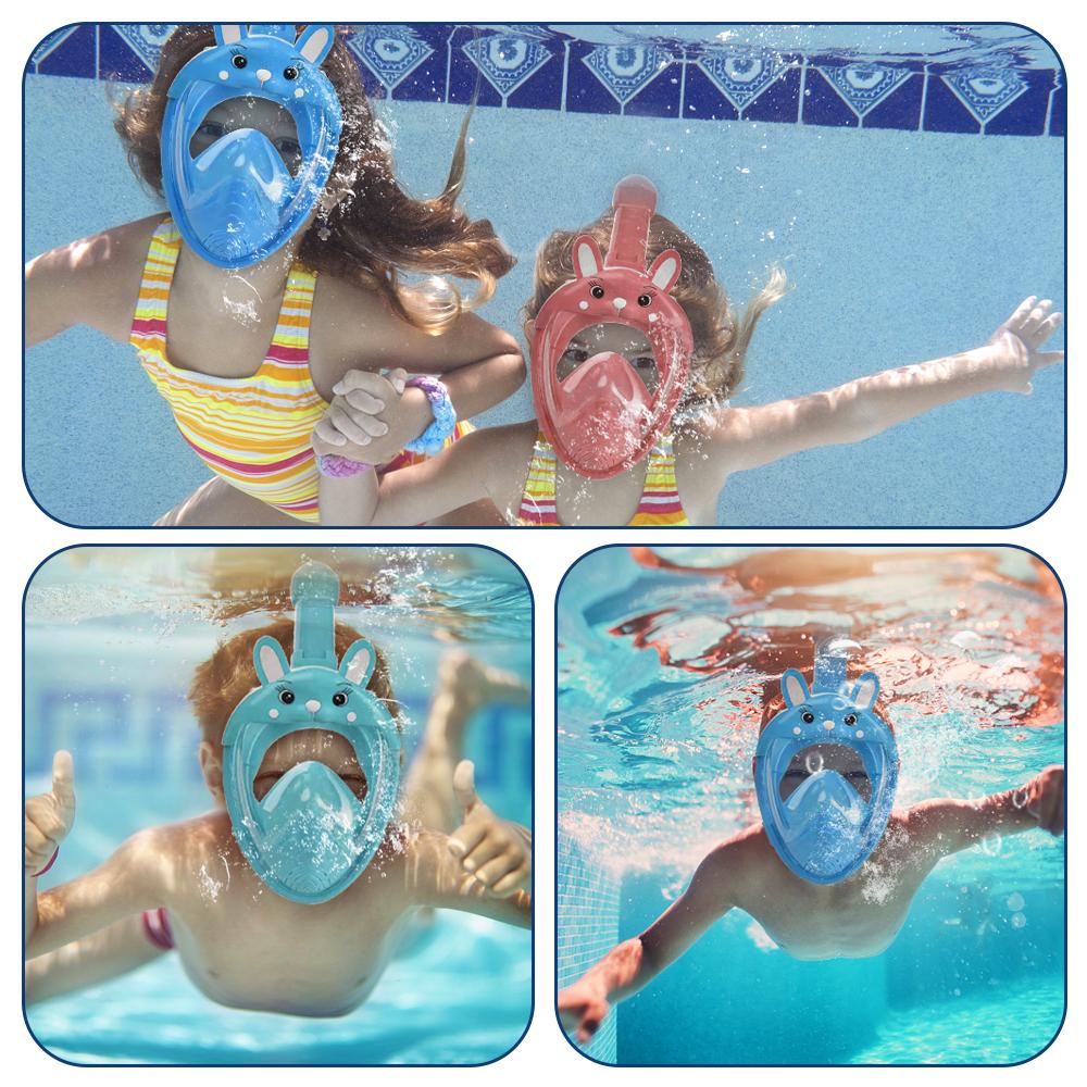 OLIKEI полнолицевые детские маски для подводного плавания мультяшная маска для плавания и дайвинга для детей противотуманные герметичные подводные очки безопасное дыхание