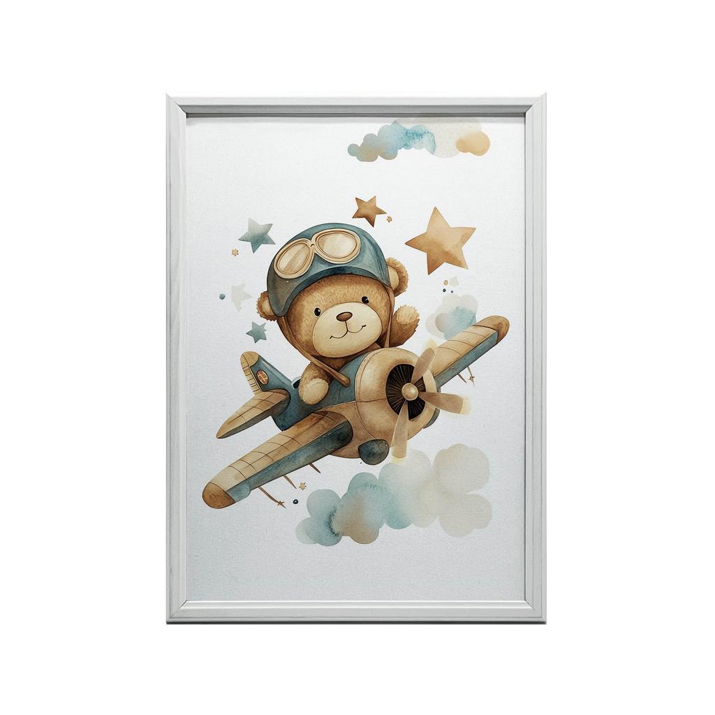 Flying Bear Pilot Poster Flying Bear Pilot Poster, 40X50 Cm, Gold Aluminum Frame, 230 Gsm Matte Paper