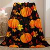 Autumn Harvest Pumpkin Print Flannel Throw Blanket Soft Cozy Bed Sofa Cover, Decorative Warm Fleece Lightweight Rug for Fall Home Decor