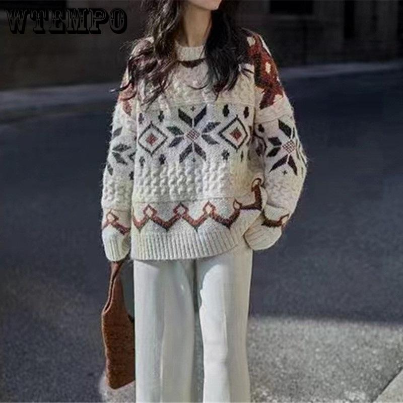 Autumn and Winter Retro Korean Loose Casual Knitted Pullover Sweater Women's Top Jacket