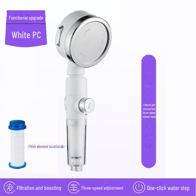 Ручная душевая лейка под давлением с фильтром для воды и функцией остановки нажатием одной кнопки