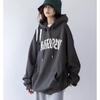 Женская весенняя толстовка с капюшоном, осенняя свободная толстовка с буквенным принтом, винтажная серая повседневная уличная одежда с длинными рукавами
