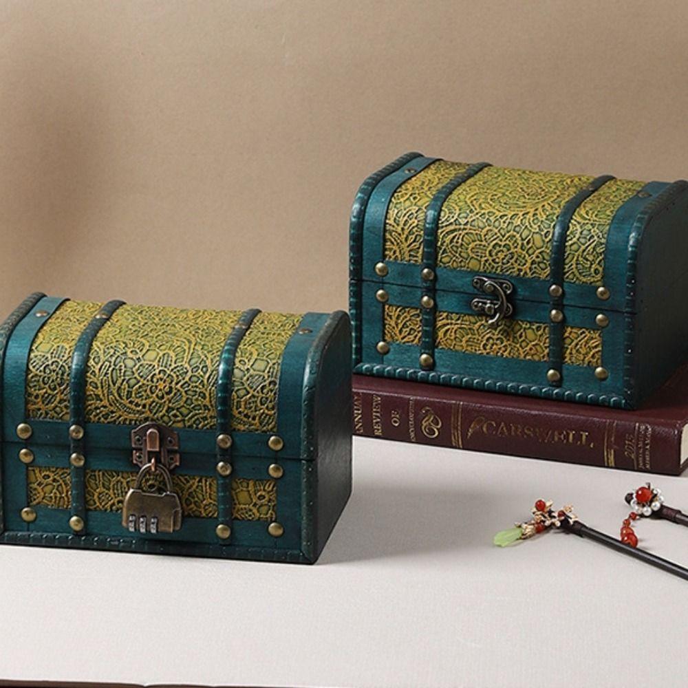 Прочный Антикварный Деревянный Ящик для Хранения Антикварная Отделка Деревянная Коробка для Украшения Дома Резной Дизайн с Крышкой Органайзеры Кейс Спальня