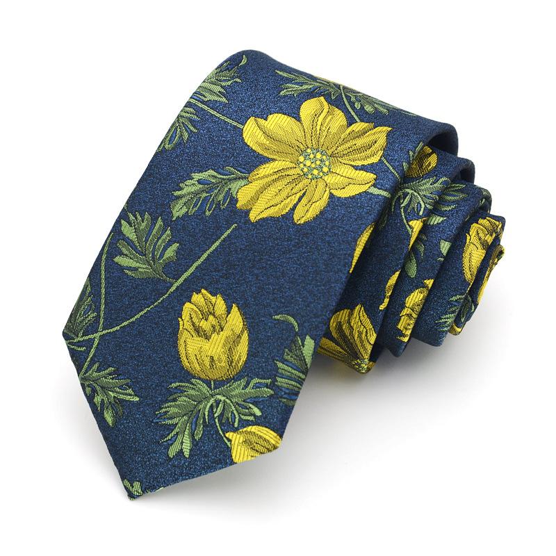 Галстук из жаккардового переплетения высокой плотности, мужской, повседневный, деловой, ретро, большой, цветочный, широкая версия, 7 см