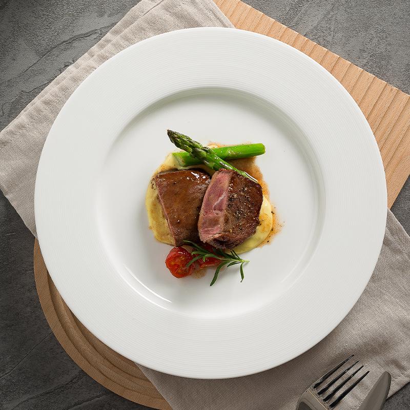 White Porcelain Steak Plate Premium Pasta Plate French Restaurant Plate Home Breakfast Plate Hotel Specialty Western Plate