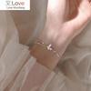 925 Sterling Silver Double Layer Crystal Butterfly Charm Bracelet For Women Pearl Bracelet &Bangle Wedding Party Jewelry