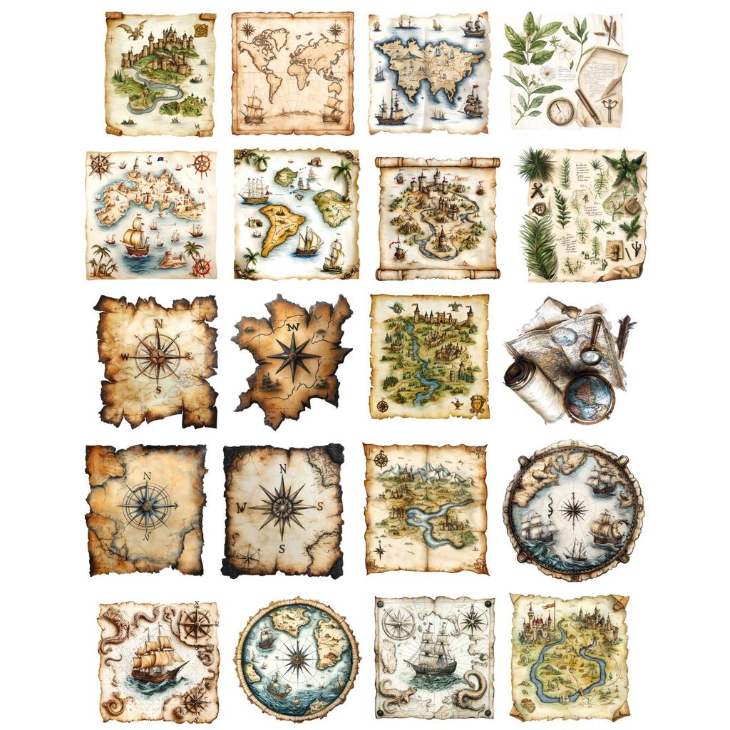 20pcs Cute Self-made Vintage European style navigation map Scrapbooking Stickers /decorative Sticker /DIY Craft Photo Albums