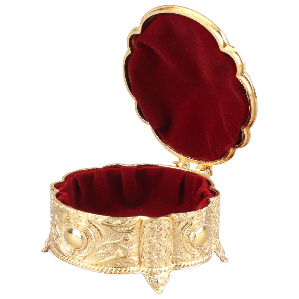 Metal Jewelry Box Innovative Light Luxury Shell Flower Round Trinket Storage Box for Ring Earring