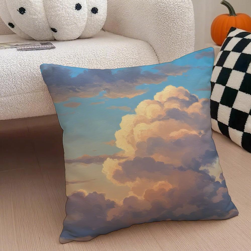 Ffufu Fluffy Clouds Cushion Cover Throw Pillow Cover Hidden Button Durable Polyester Chair Cushion
