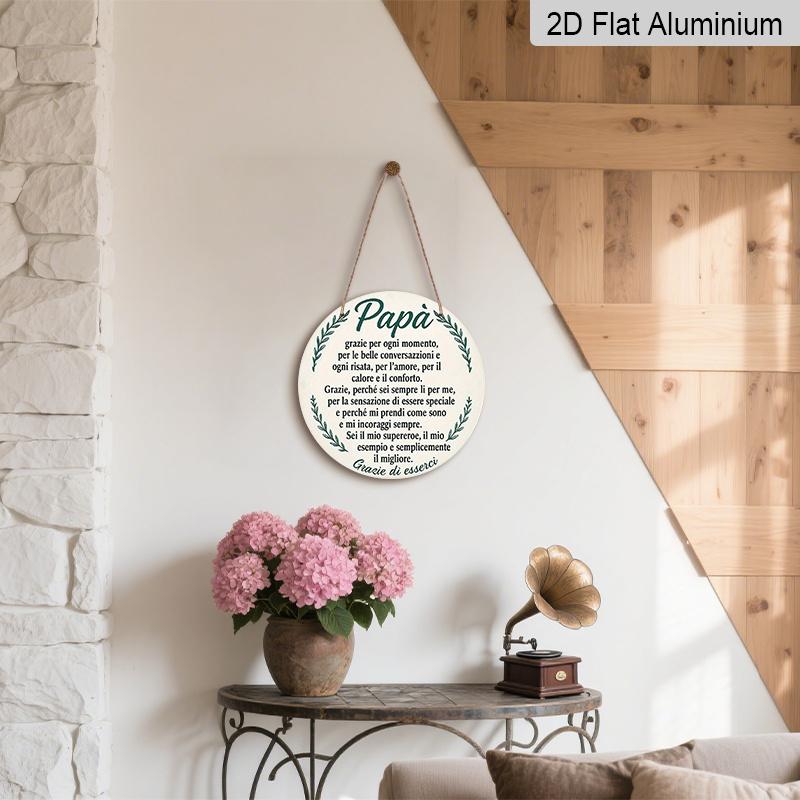 2D Flat, 1pc 7.87x7.87 Inch Round Italian-style Aluminum Sign, "Thank You Father" Vintage Decorative Plaque, Father's Day Appreciation Gift Decor