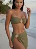 1011 new European and American style metal buckle bikini swimsuit three-piece set sexy vacation style split swimsuit women