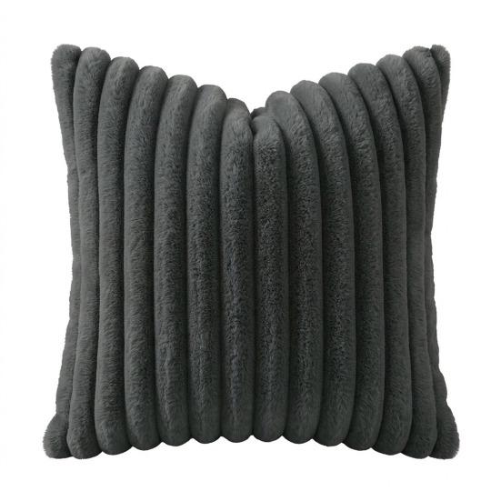 Imitation Rabbit Fur Pillowcase, Soft Plush Vertical Strip Design Throw Pillow Case, Decorative Cushion Cover for Sofa Bed Chair