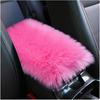 Furry Car Center Console Cover, 11.8"×7.9" Sheepskin Wool Armrest Box Cushion Pad, Comfort Soft Auto Center Console Protector, Interior Decor