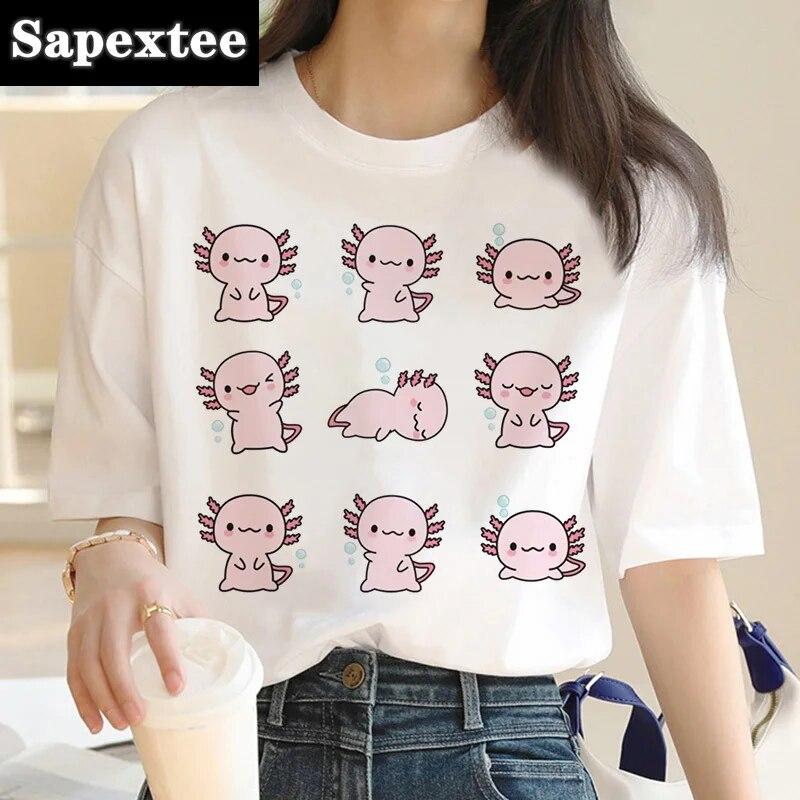 Ajolote Axolotl футболка одежда feUnisex kawaii винтажная одежда y2k с принтом одежда для пар футболка унисекс tumblr эстетика
