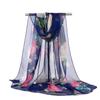 Lotus Georgette Silk Scarf - Printed, Mid-Length, Summer Sun Protection, Mom Gift, Versatile Dance Shawl