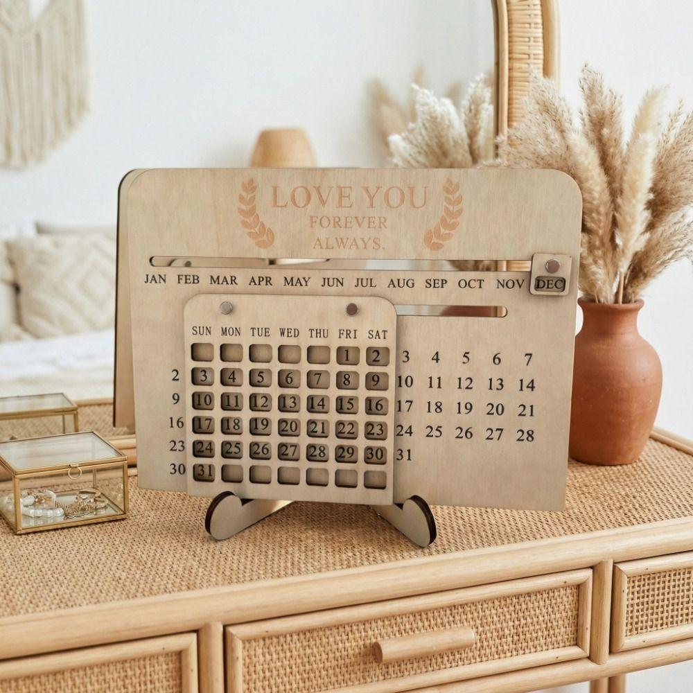 Handmade Wooden Sliding Calendar Manual Eternal Calendar Funny Perpetual Calendar School Use