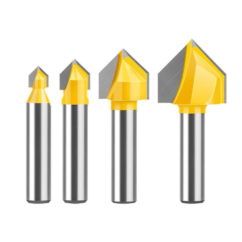 Хвостовик 8 мм Угол 90 градусов V-образная канавка Шаблон V-образная фреза для V-образного фрезерования очистка заподлицо обрезка углов скругление кромок галтельные фрезы инструменты