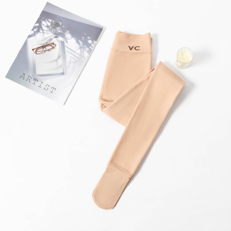 Теплые чулки с флисовой подкладкой, формирующие талию: Зимние женские красивые колготки, создающие эффект голых ног