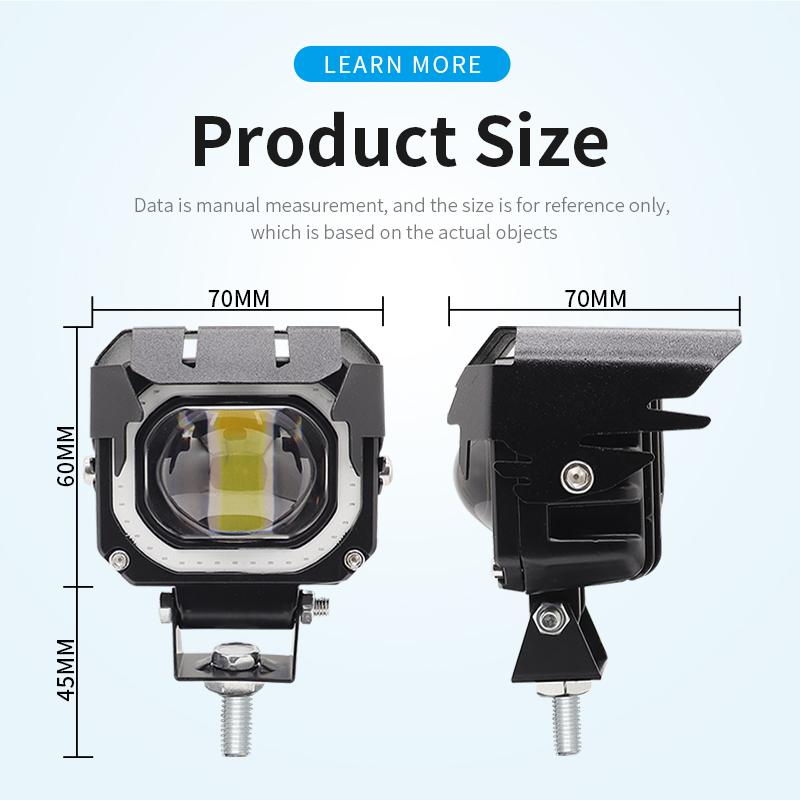 1/2pcs Motorcycle Driving LED Fog Lights 3 Modes Headlight Spotlight Universal Fit for Motorcycle Car Van Camper Pickup Off-road ATV UTV