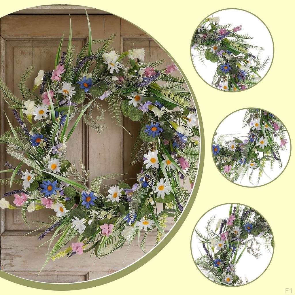 Artificial Door Wreath Floral Garland Decorative Hanging Ornament Spring Centerpiece Crafted with
