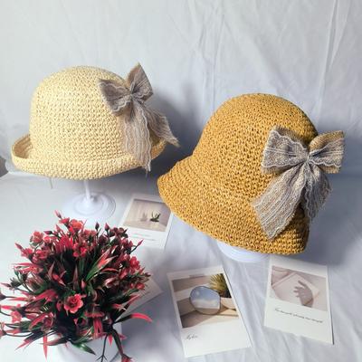 New Bow Summer Straw Hat Wide Brim Lady Fisherman Hat Basin Hat Beach Hat Sunshade Sun Hat