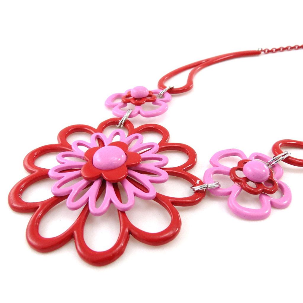 NOA [I9959] - Дизайнерское колье «Маргарита» красно-розовое