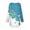 Women's Casual  Plus Size Long Sleeved Round  Printed T-shirt Top Pullover